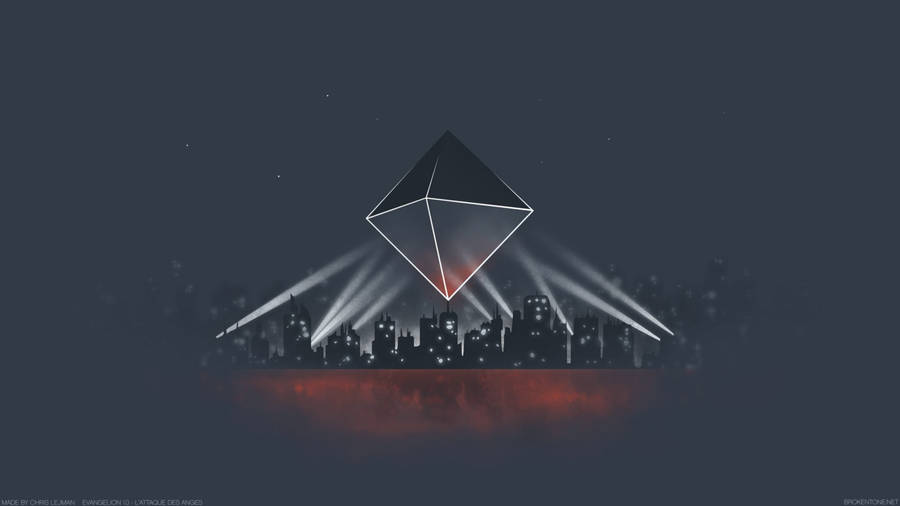 Evangelion 4k Ramiel Over City Wallpaper