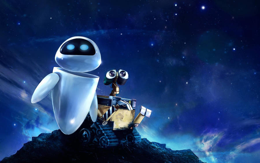 Eve And Wall E Blue Galaxy Wallpaper