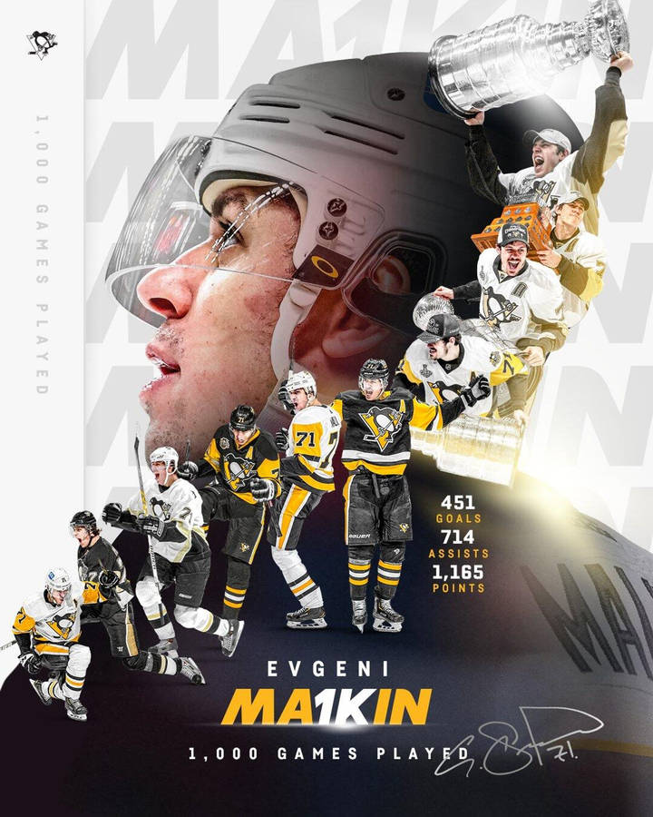 Evgeni Malkin 1000 Games Played Timeline Poster Wallpaper