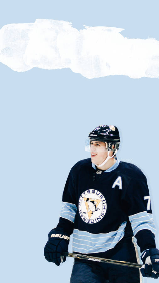 Evgeni Malkin Aesthetic Pastel Blue Poster Wallpaper