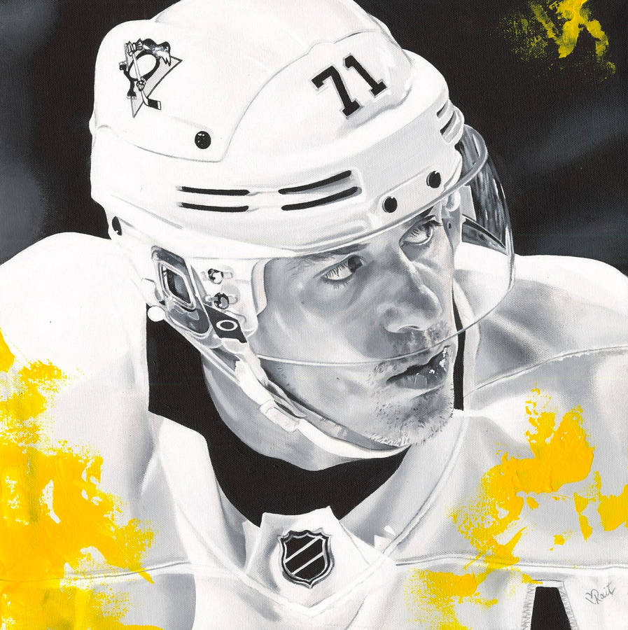 Evgeni Malkin Grayscale Golden Powder Fan Art Wallpaper