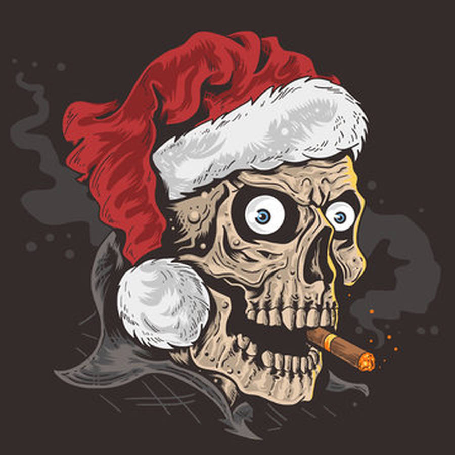 Evil Skull With Santa’s Hat Wallpaper