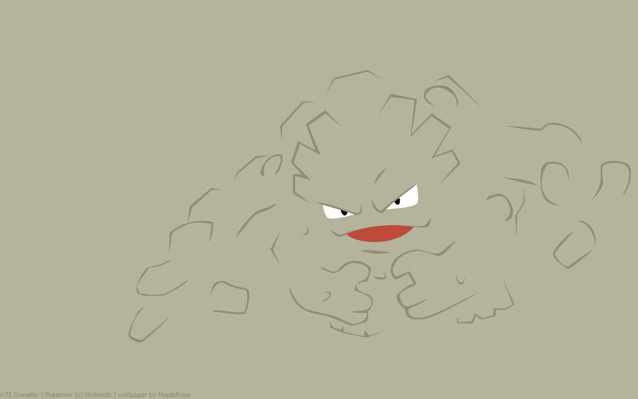 Evolved Geodude Simple Gray Outline Wallpaper