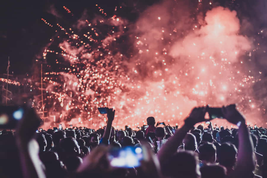 Excited Crowd At A Music Festival Wallpaper