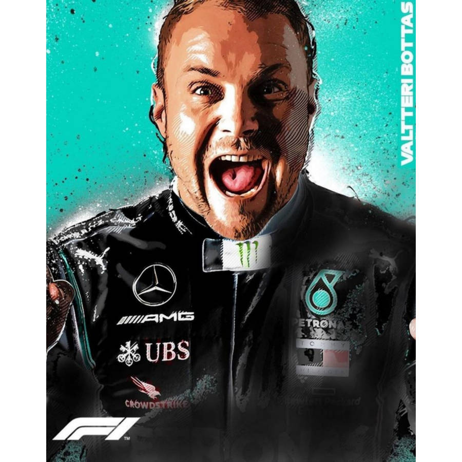 Excited Valtteri Bottas Wallpaper