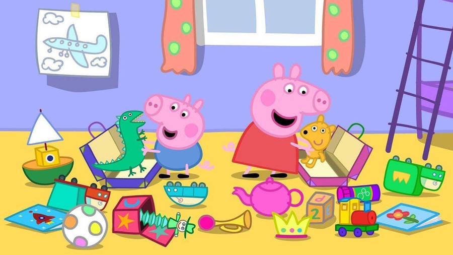 Exciting Gaming Experience With Peppa Pig On Ipad Wallpaper