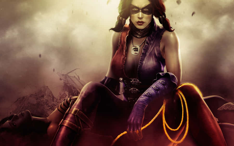 Experience The Thrill Of Arkham City As Harley Quinn Wallpaper