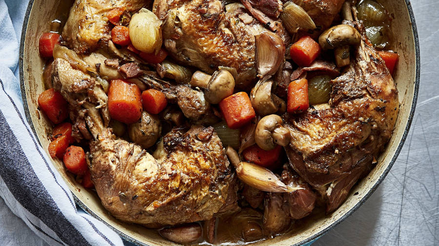 Exquisite Coq Au Vin Prepared With Tender Chicken Wallpaper