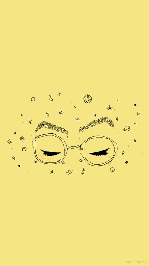 Eyeglasses With Stars Aesthetic Sketches Wallpaper