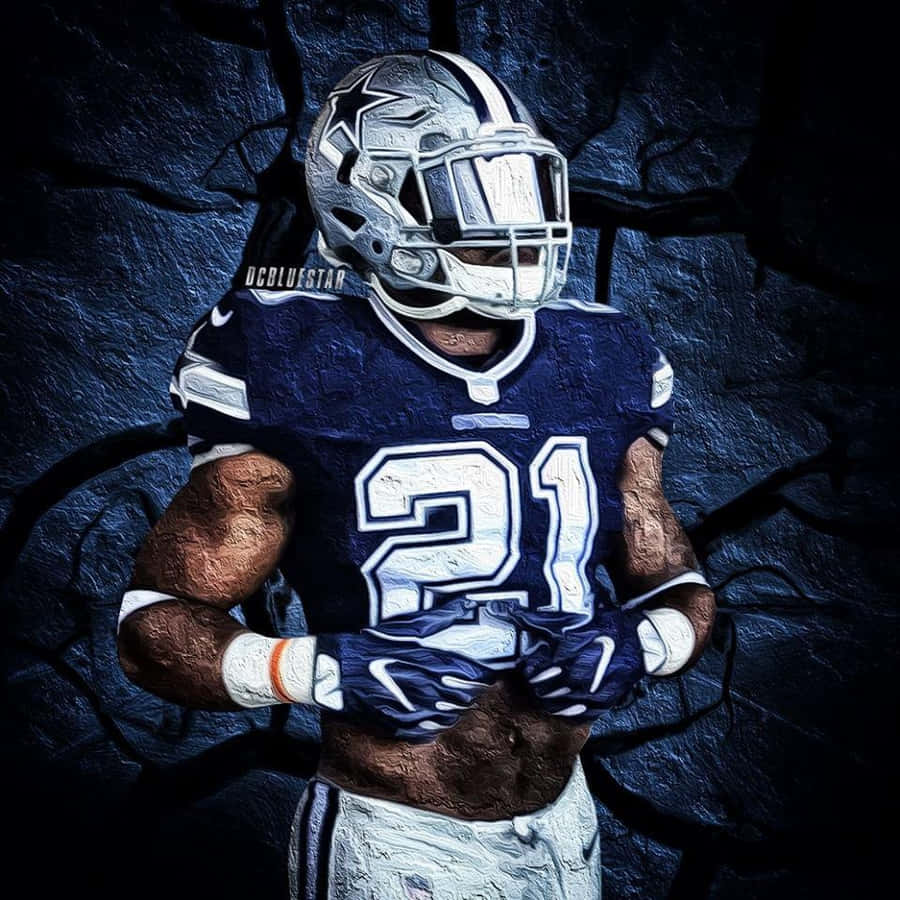 Ezekiel Elliott In An Action Pose Wallpaper