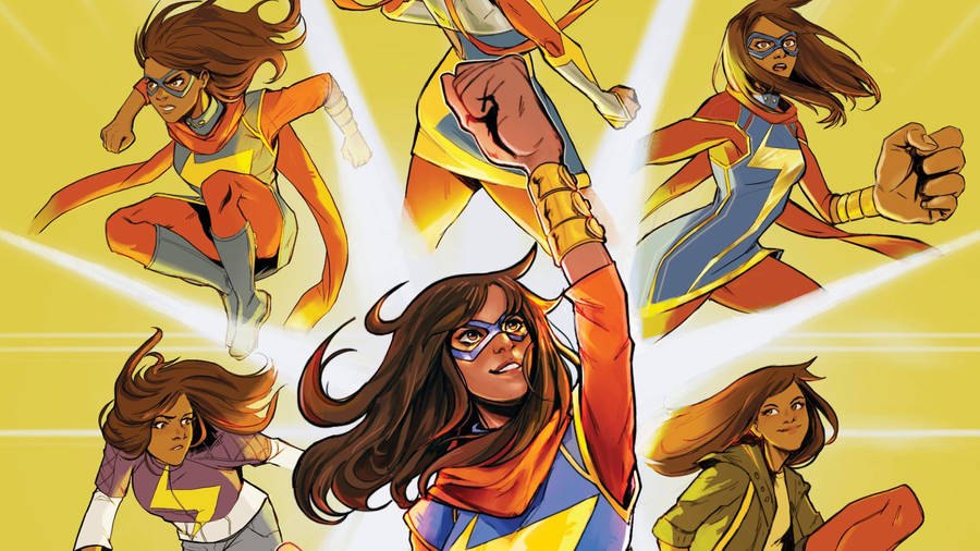 Faces Of Ms Marvel Cartoon Wallpaper