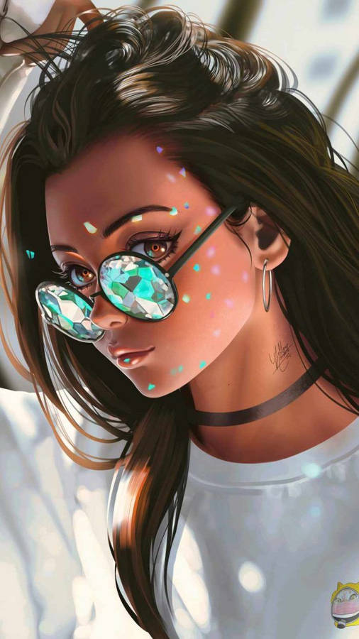 Fair Skinned Cool Girl Cartoon Wallpaper