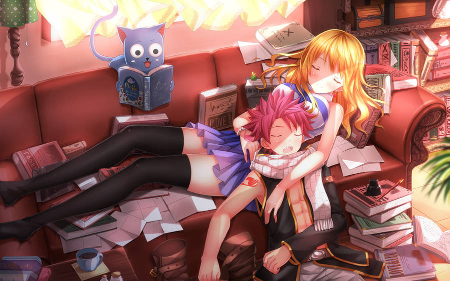 Fairy Tail Characters Natsu And Lucy Sleeping Wallpaper