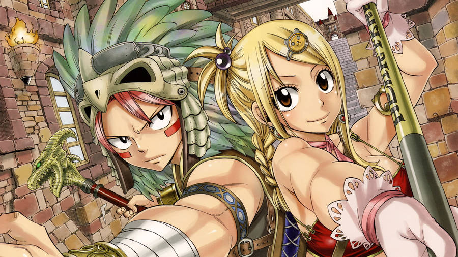 Fairy Tail Characters Natsu-lucy Duo Wallpaper