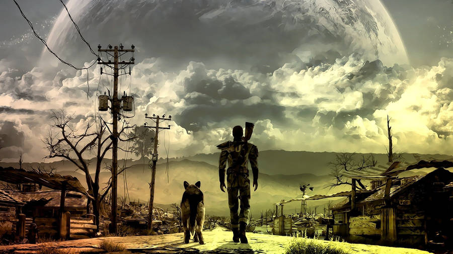 Fallout 4 Man, Dog And Earth Wallpaper