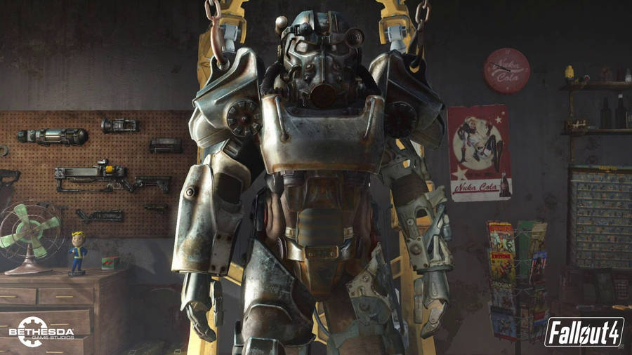 Fallout 4 Standing Chained Power Armor Wallpaper