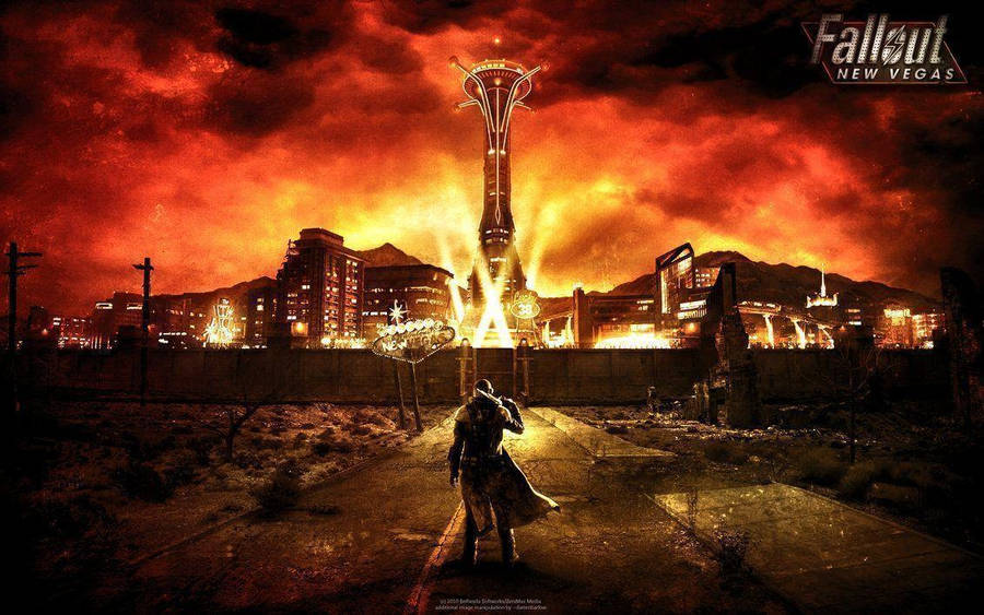Fallout New Vegas Bright Orange City Wallpaper