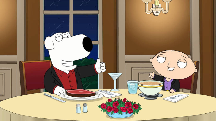 Family Guy Stewie And Brian Dinner Wallpaper