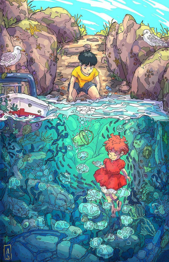 Fan Art Sosuke And Ponyo Wallpaper