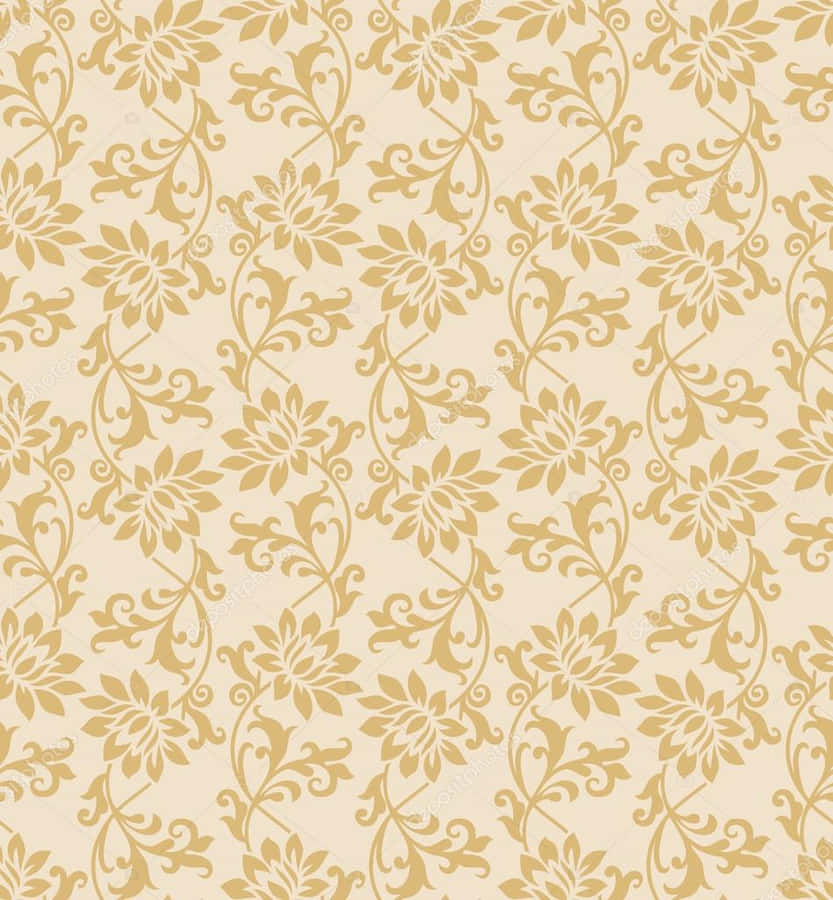 Fancy Gold Floral Pattern Wallpaper