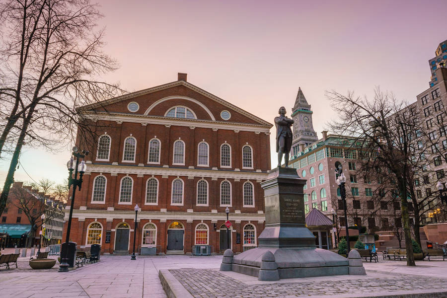 Faneuil Hall Pink Dusk Sky Wallpaper