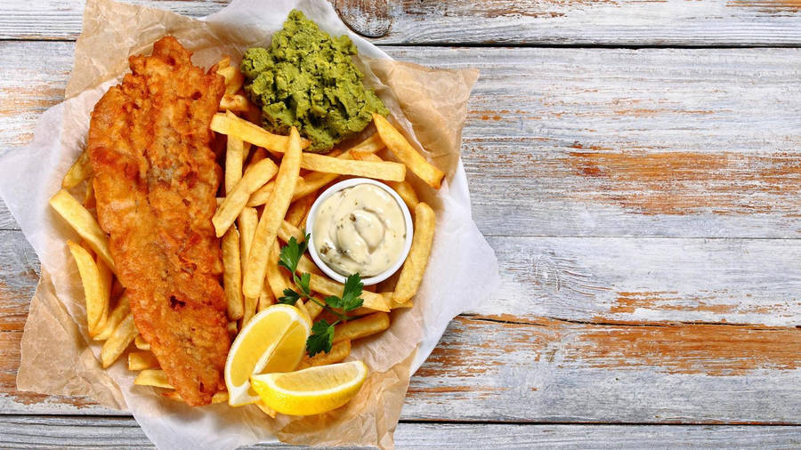 Fantastic Fish And Chips Flat Lay Wallpaper