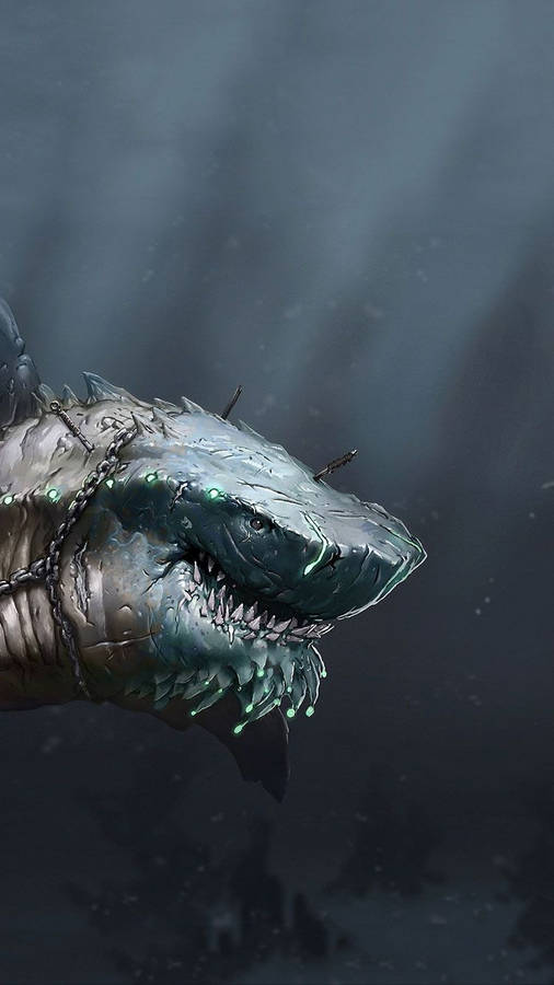 Fantasy Art Giant Shark Top Iphone Wallpaper