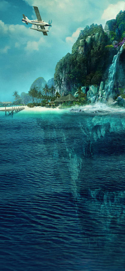 Fantasy Island With Jagged Stone Teeth Wallpaper