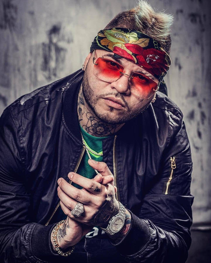 Farruko Bandana And Leather Jacket Wallpaper