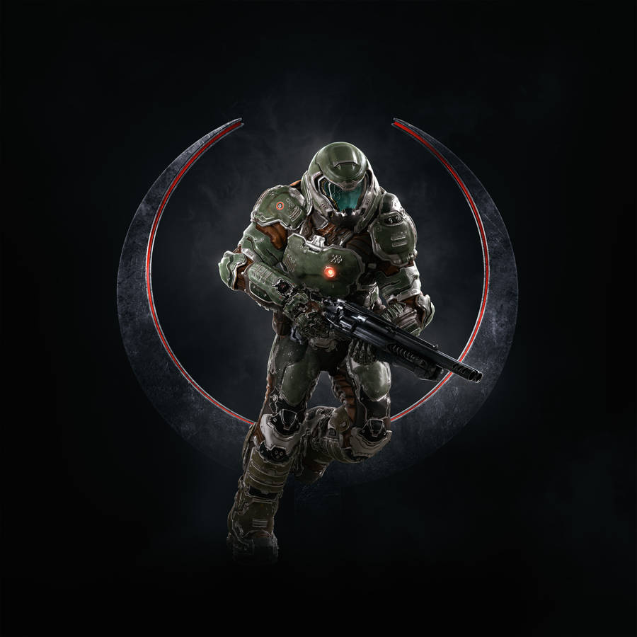 Fearless Doomguy In Quake Champions Action Wallpaper