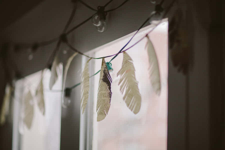 Feather Garland String Lights Wallpaper