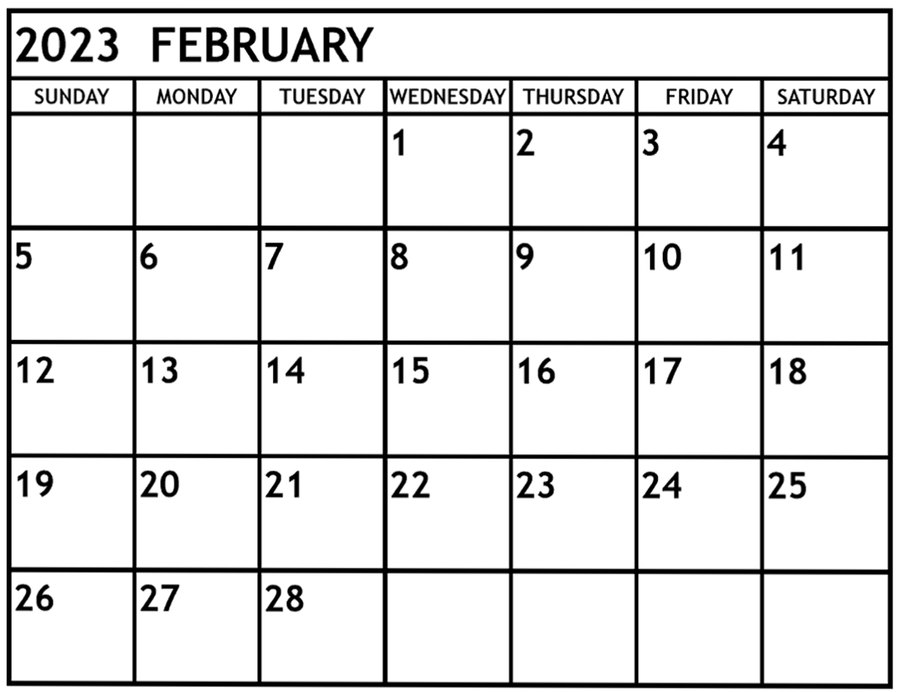 February Calendar For The Year 2023 Wallpaper