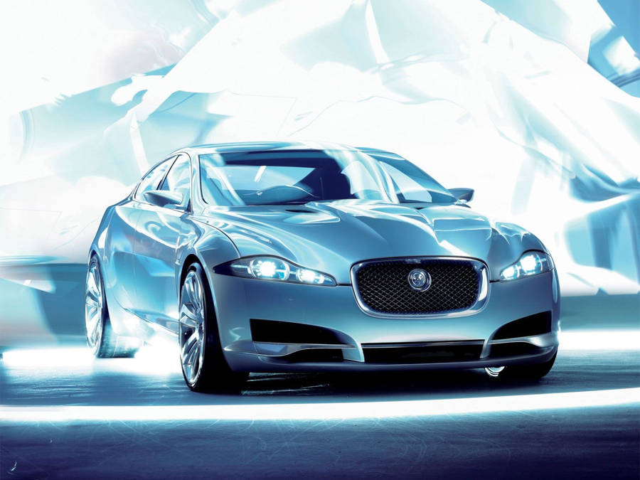 Feel The Power Of The Futuristic Metallic Silver Jaguar Car Wallpaper