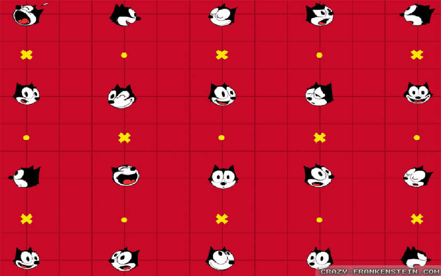 Felix The Cat Red Tile Pattern Wallpaper