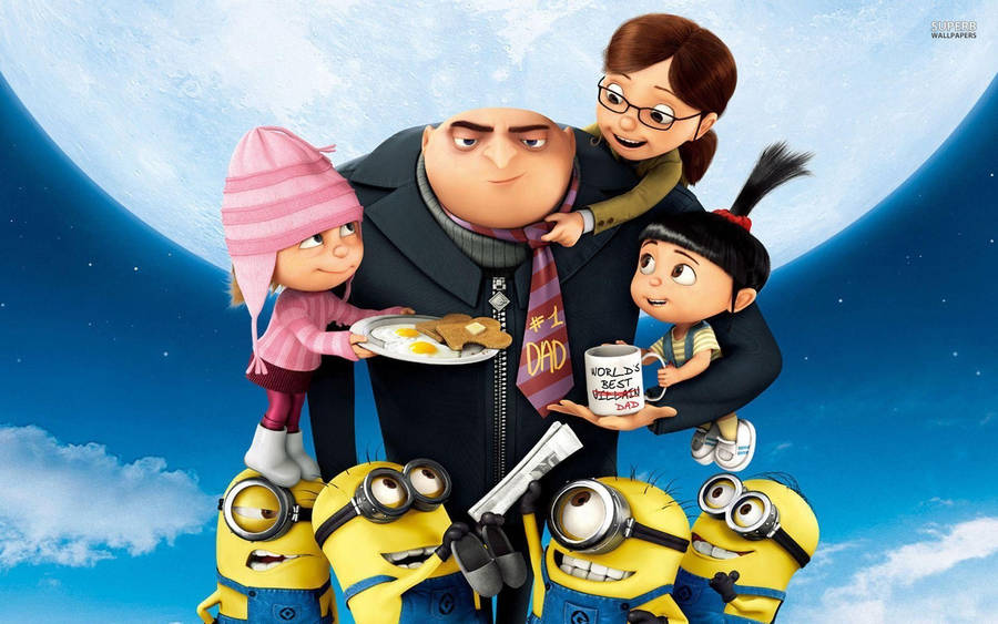 Felonious Gru With Children Despicable Me 3 Wallpaper