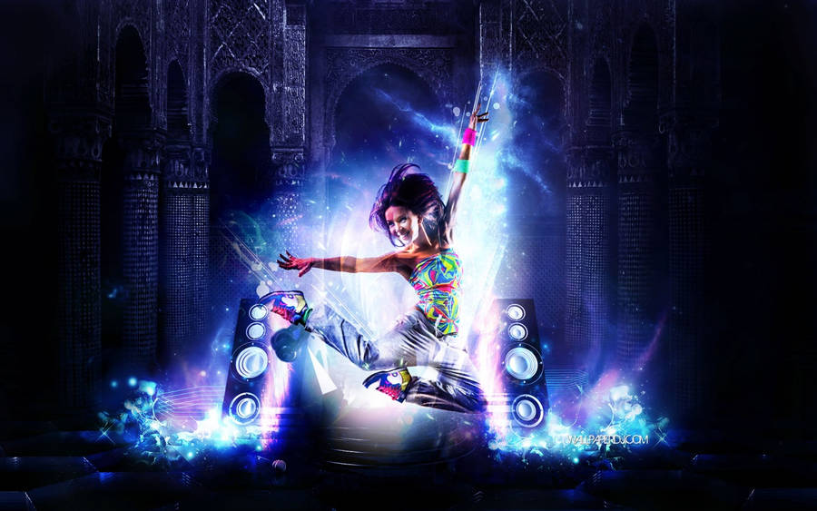 Female Dj Temple Lights Wallpaper