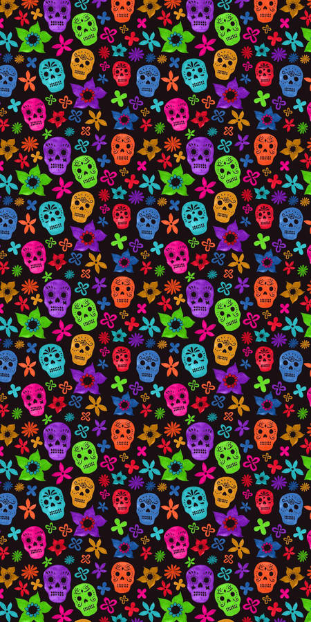 Festive Day Of The Dead Pattern Wallpaper