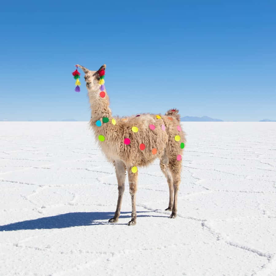 Festive Llamaon Salt Flats Wallpaper