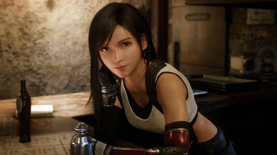 Ff7 Tifa Drink Wallpaper