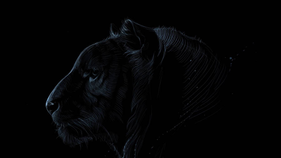 Fierce Black Lion Profile Wallpaper