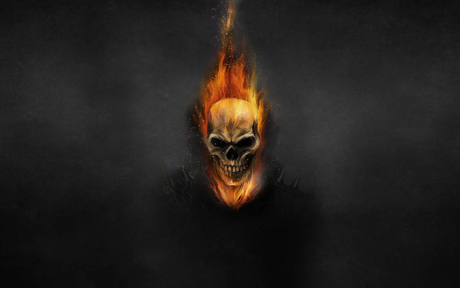 Fierce Flaming Skull Artwork - Depicting The Dark Devil Wallpaper