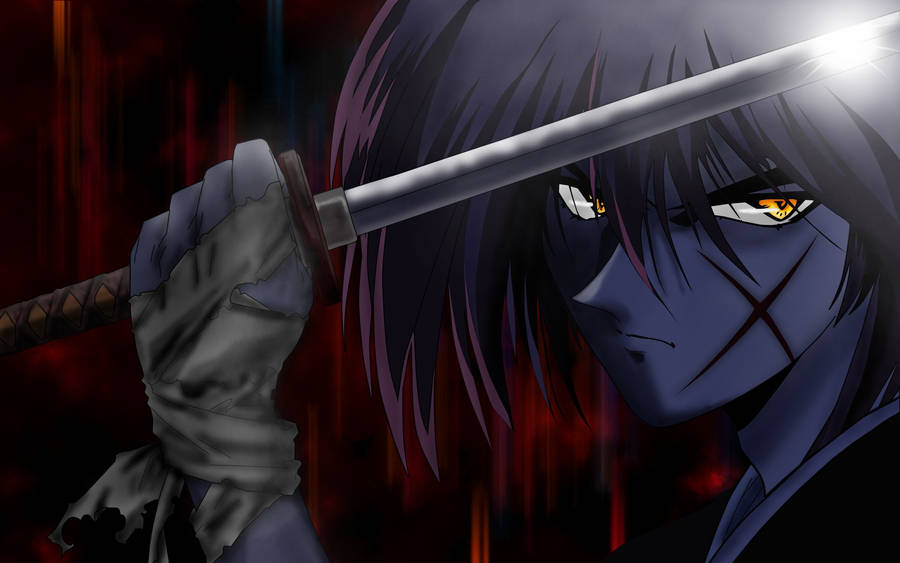 Fierce Look Kenshin Of Samurai X Wallpaper