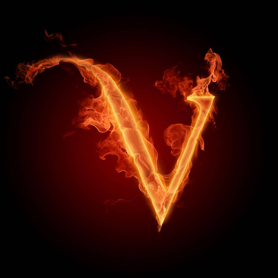 Fiery Letter V Wallpaper