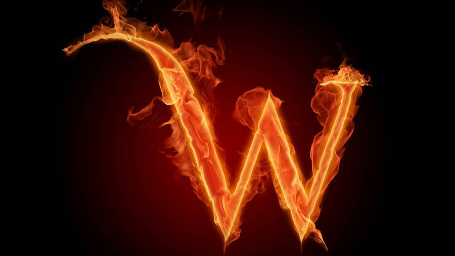 Fiery Letter W Artistic Design Wallpaper