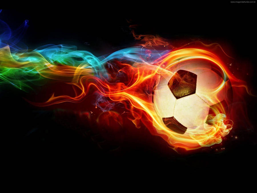 Fiery Soccer Ball In Action Wallpaper