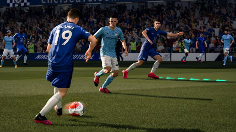 Fifa 21 Furious Football Game Between Two Teams Wallpaper