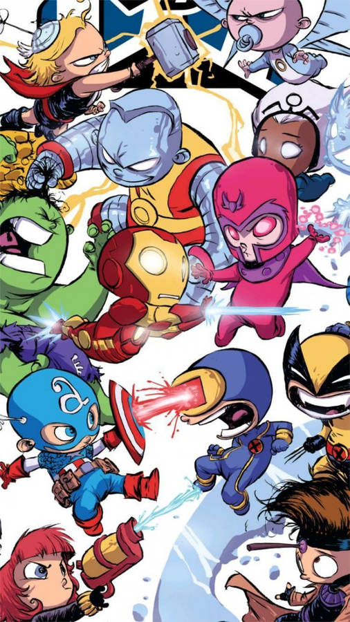 Fighting Chibi Marvel Aesthetic Wallpaper