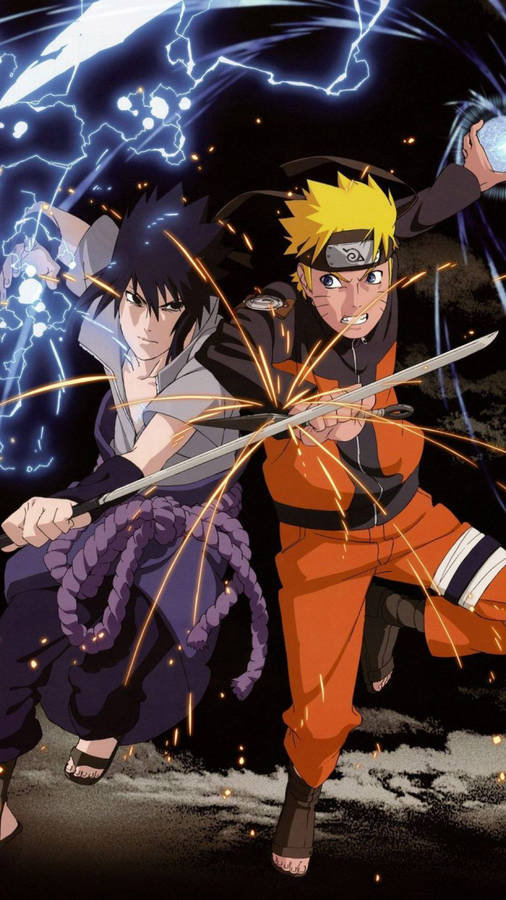 Fighting Ninjas Sasuke Naruto Iphone Wallpaper