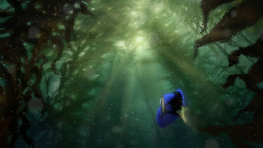 Finding Dory Near Green Seaweeds Wallpaper