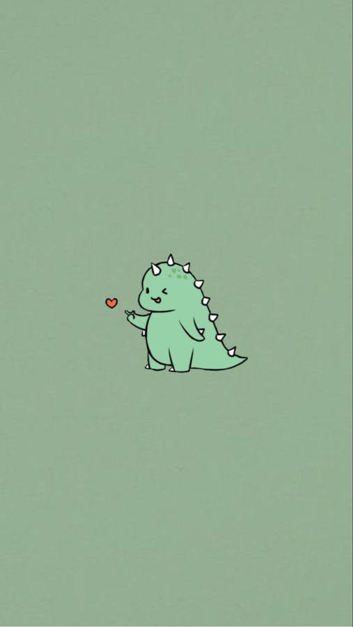 Finger Heart Dino Kawaii Iphone Wallpaper